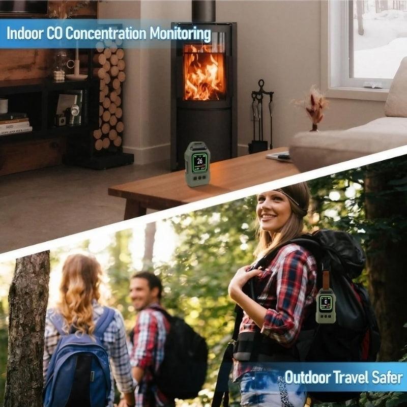 HavenGuard Pro 4-in-1 Air Safety Monitor — Carbon Monoxide (CO), Carbon Dioxide (CO₂), Temperature & Humidity Detector | Rechargeable, Portable, Color-Coded Display
