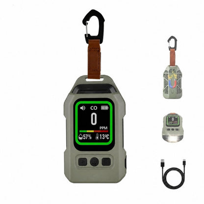HavenGuard Pro 4-in-1 Air Safety Monitor — Carbon Monoxide (CO), Carbon Dioxide (CO₂), Temperature & Humidity Detector | Rechargeable, Portable, Color-Coded Display