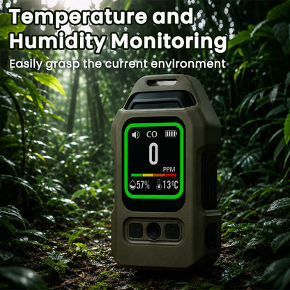 HavenGuard Pro 4-in-1 Air Safety Monitor — Carbon Monoxide (CO), Carbon Dioxide (CO₂), Temperature & Humidity Detector | Rechargeable, Portable, Color-Coded Display